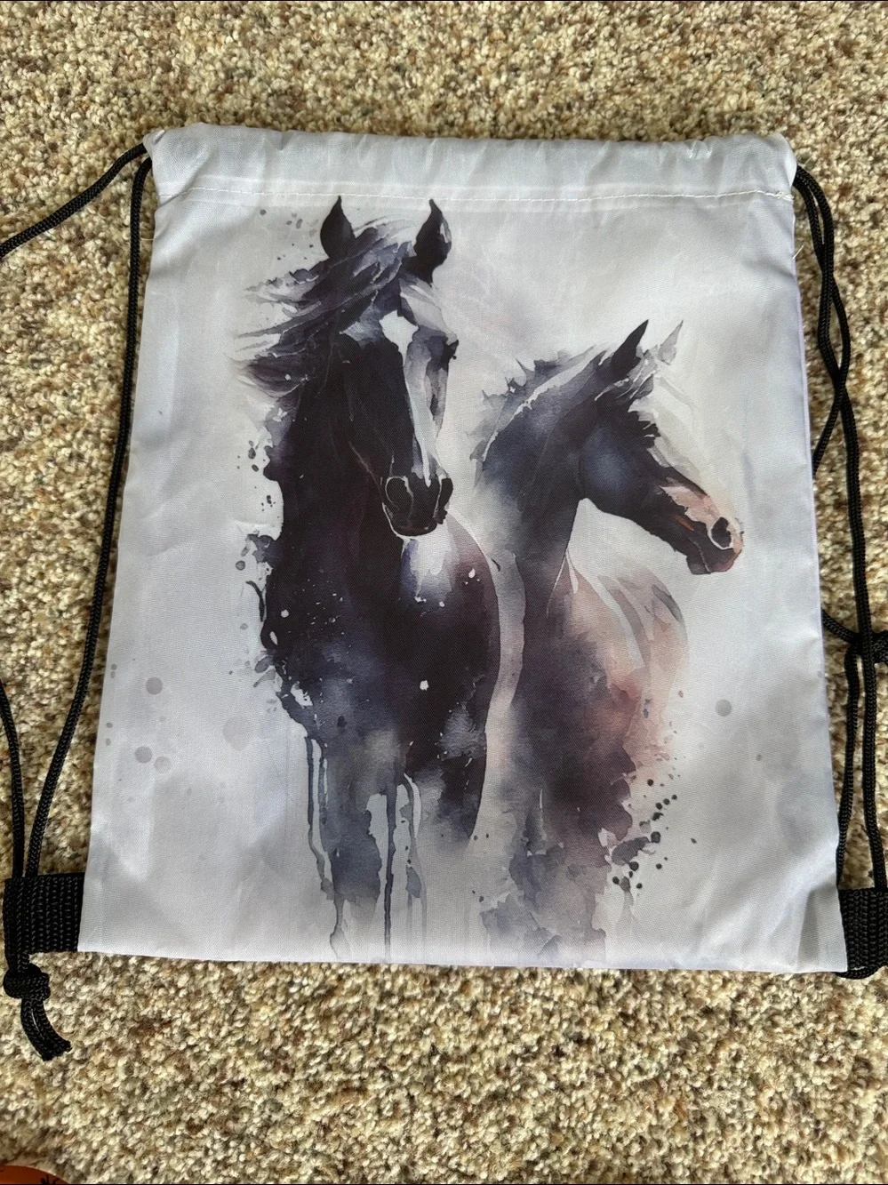 Horse themed Drawstring Backpack sticker pen bracelet notebook bundle